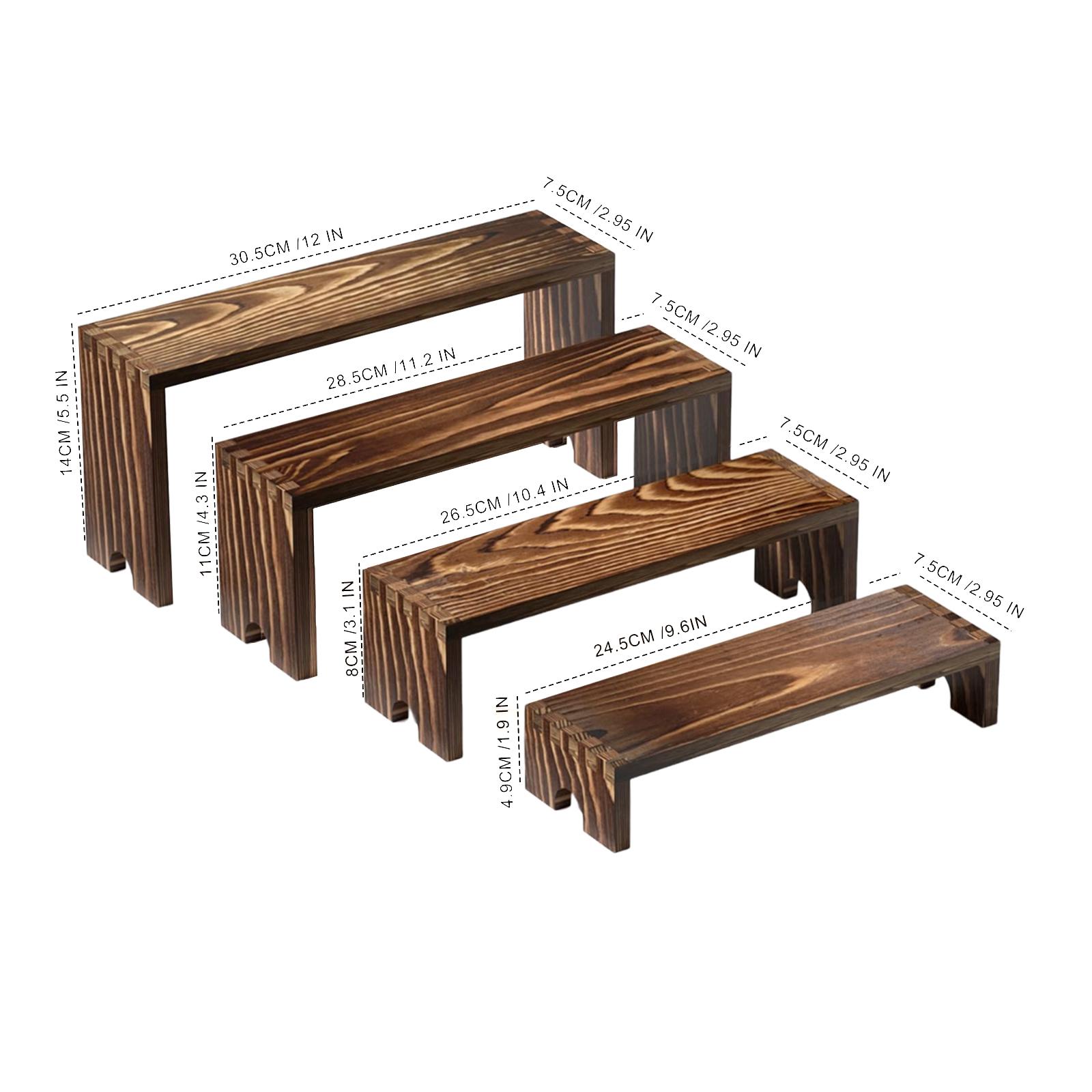 Display Risers Set - 4x Wooden Riser Cupcake Stand Stackable