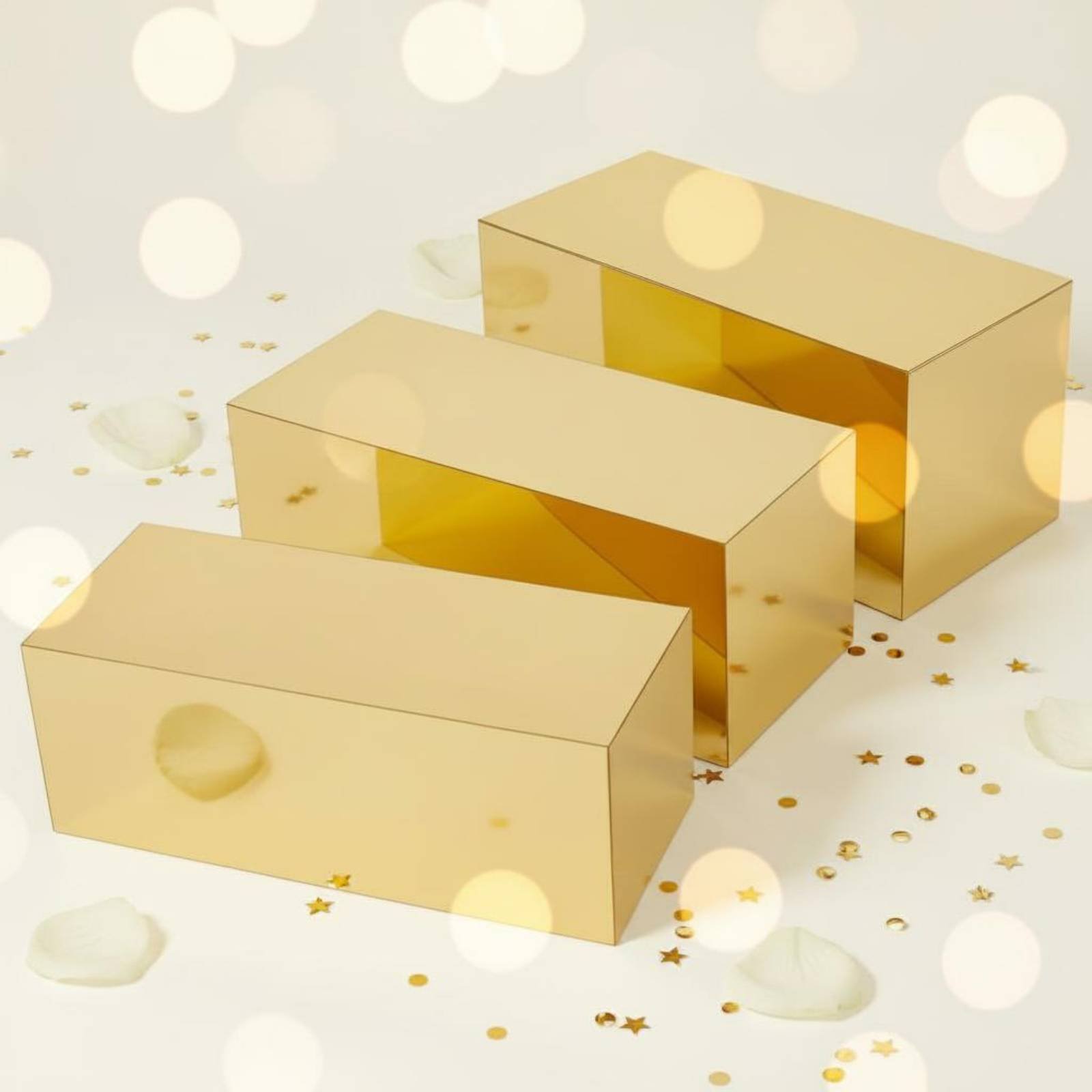 3 Pieces Gold Acrylic Display  - огляд і ціна Display Risers Set