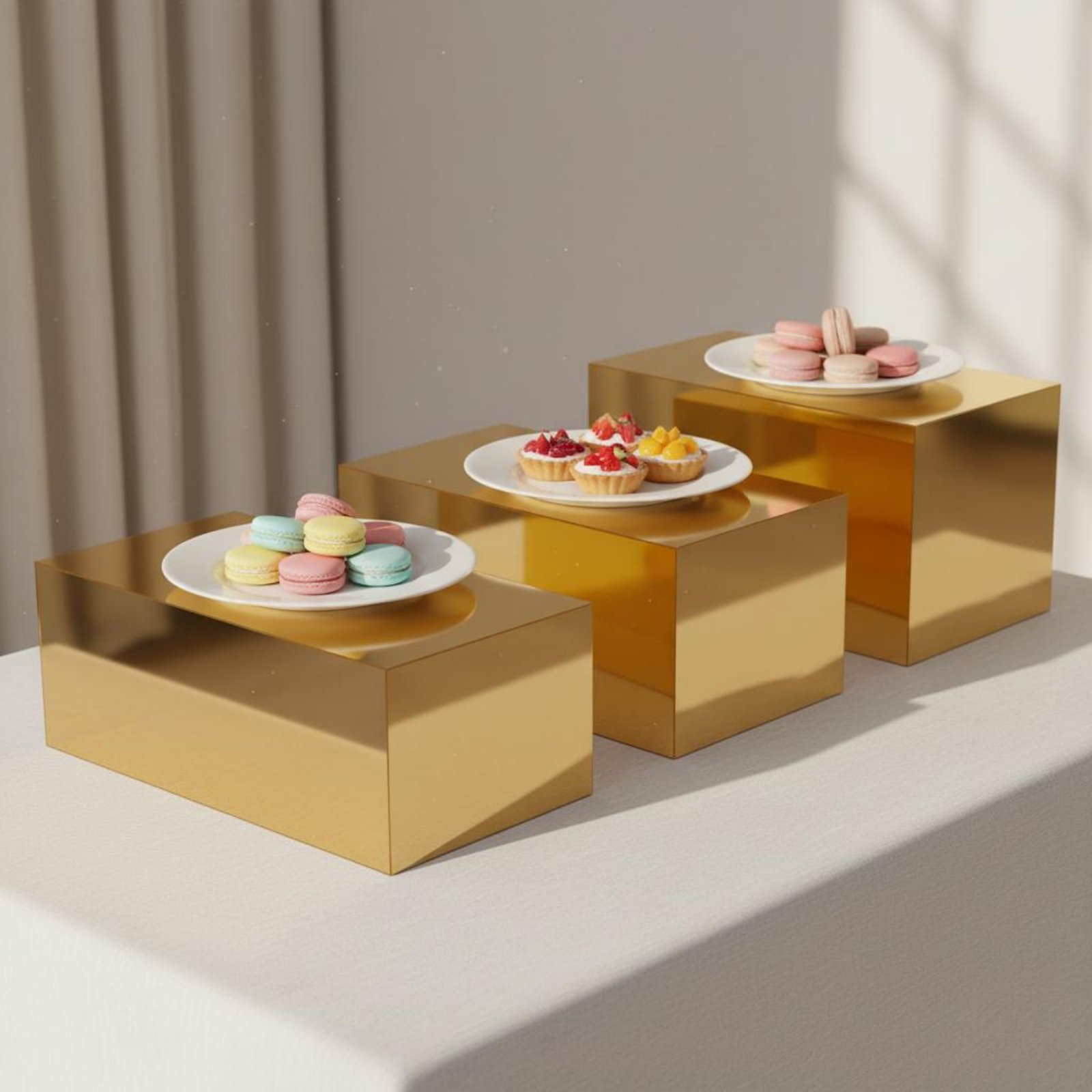 3 Pieces Gold Acrylic Display  - огляд і ціна Display Risers Set