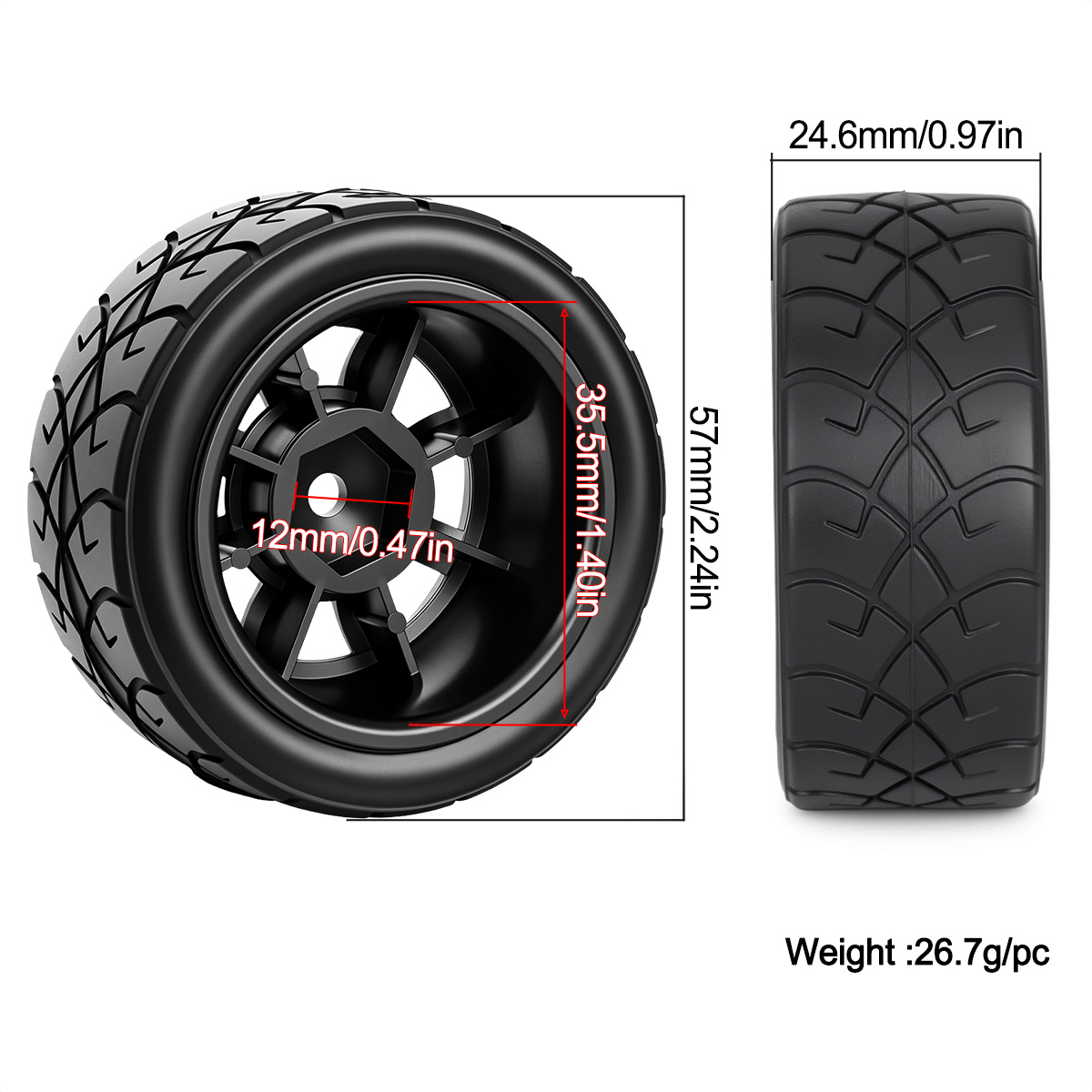 4Pcs 12mm Hex Rubber Racing Ti - огляд і ціна Tamiya Model Rc Car