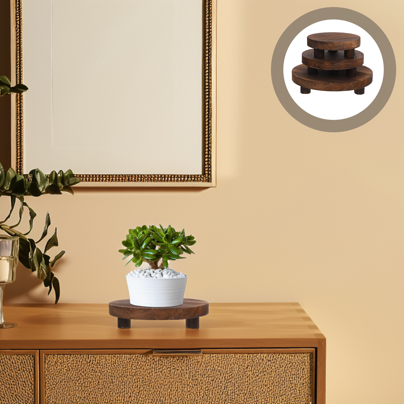 3Pcs Wooden Plant Stand Set Na - огляд і ціна Display Risers Set